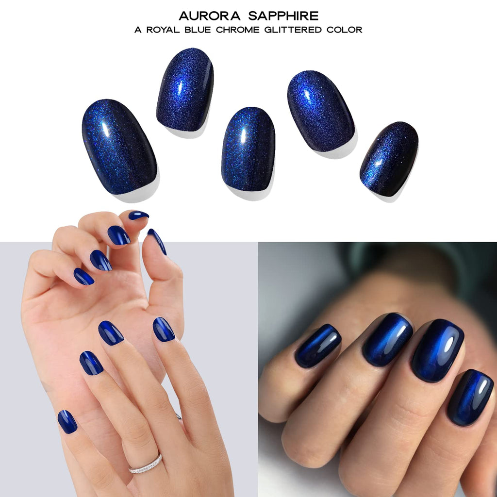 Aurora Sapphire Semi-Cured Gel Nail Set