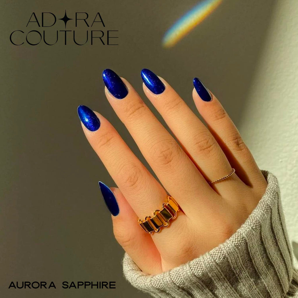 Aurora Sapphire Semi-Cured Gel Nail Set