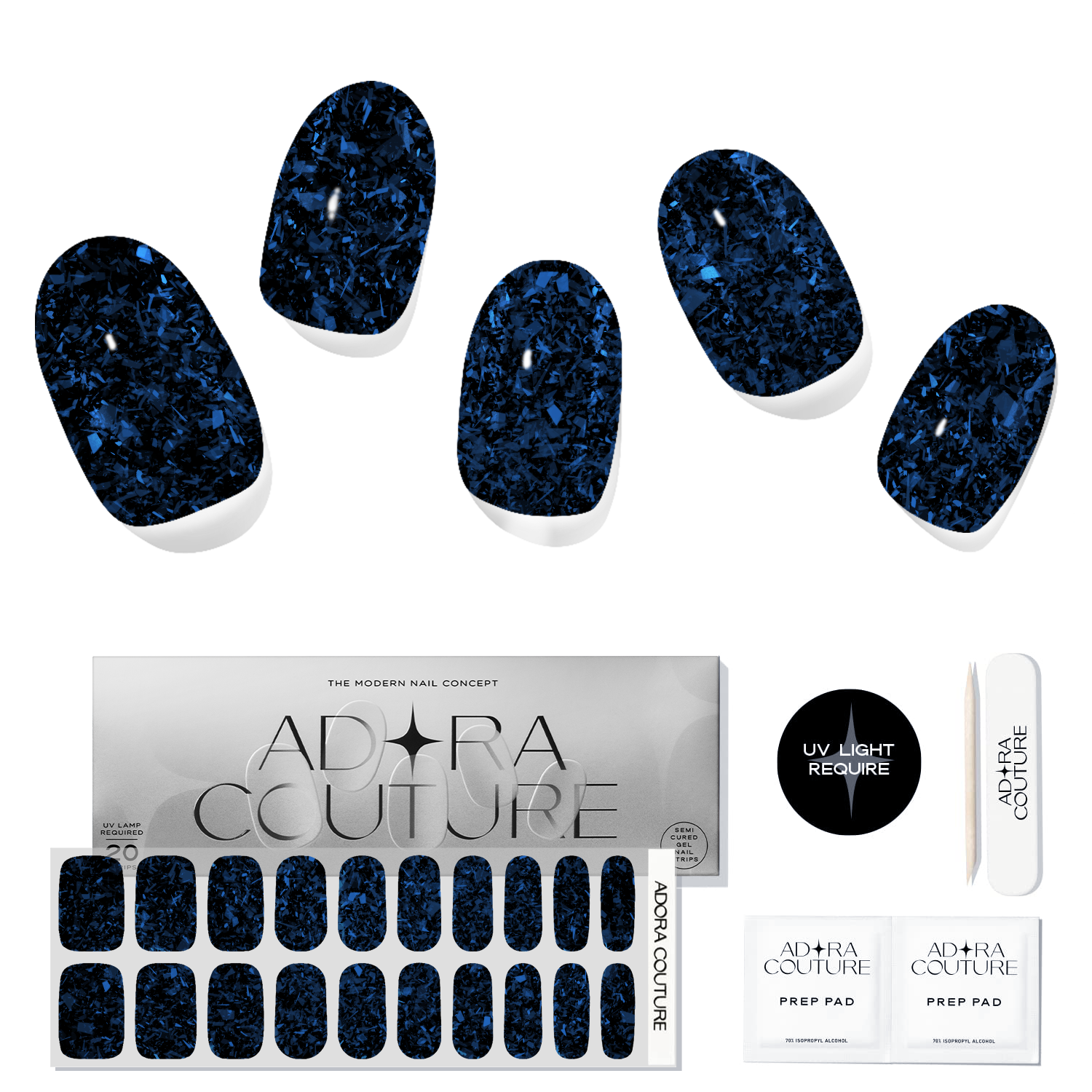Sapphire Glitz Semi-Cured Gel Nail Set