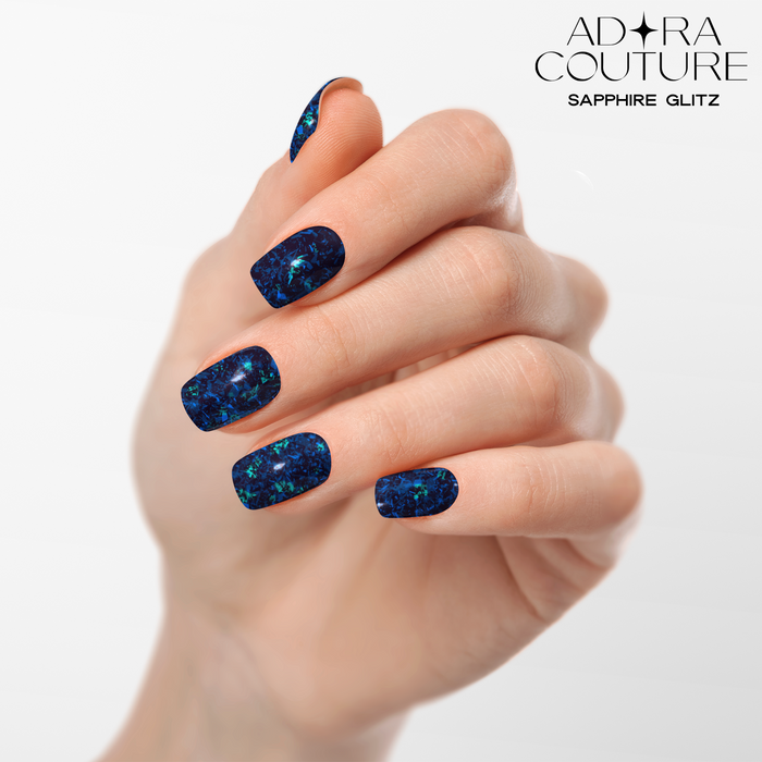 Sapphire Glitz Semi-Cured Gel Nail Set