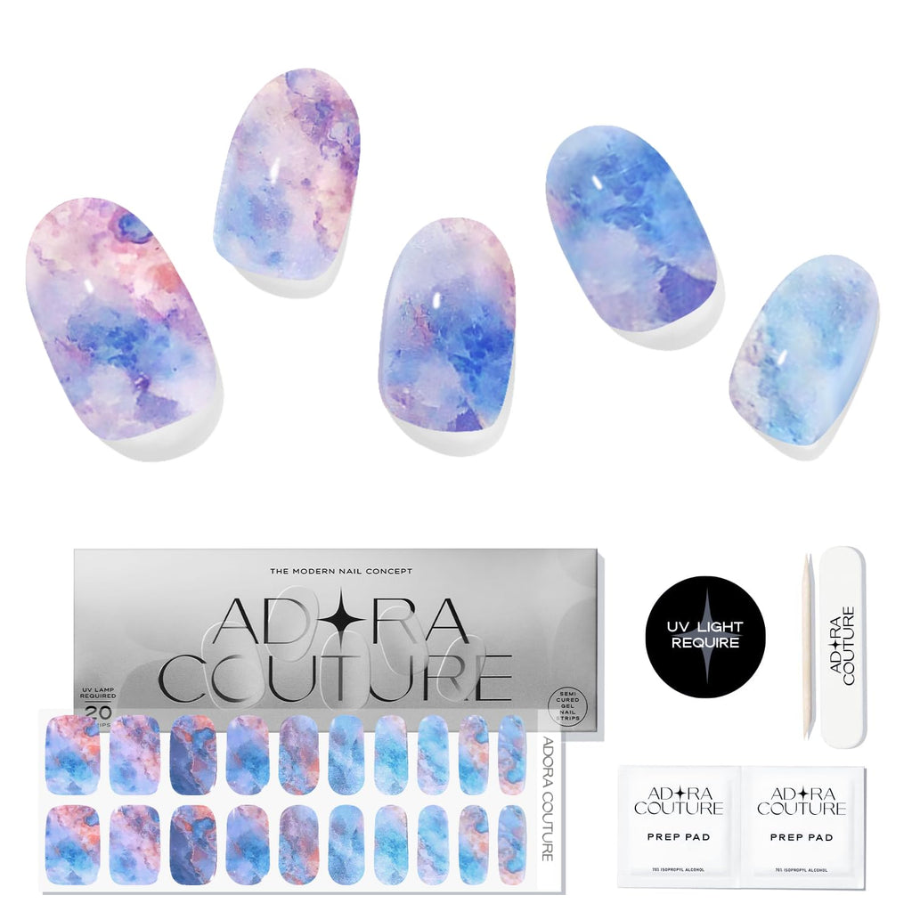 Aqua Marble Semi-Cured Gel Nail Set