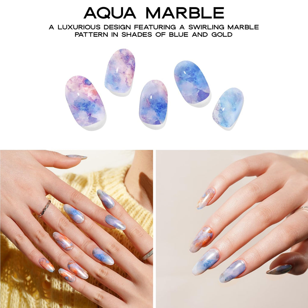 Aqua Marble Semi-Cured Gel Nail Set