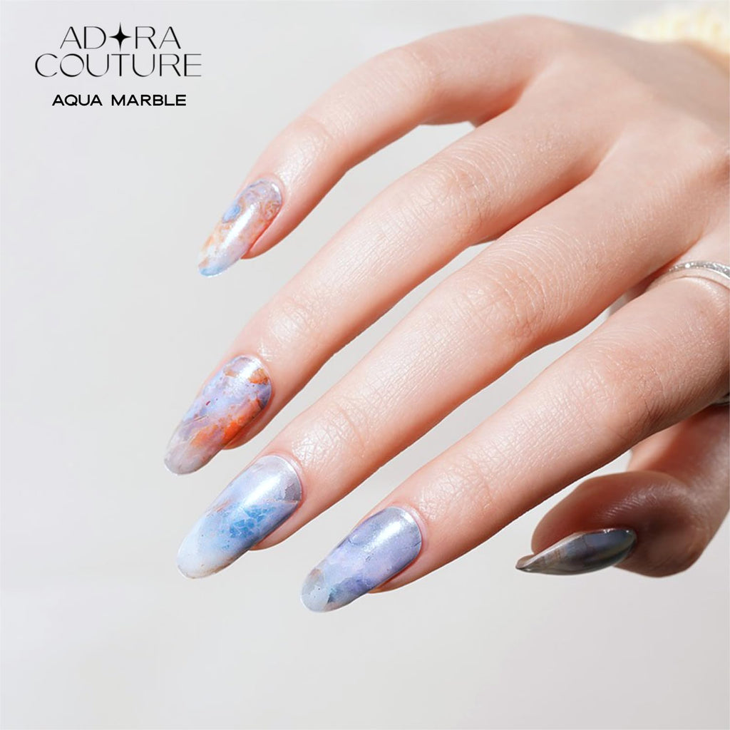 Aqua Marble Semi-Cured Gel Nail Set