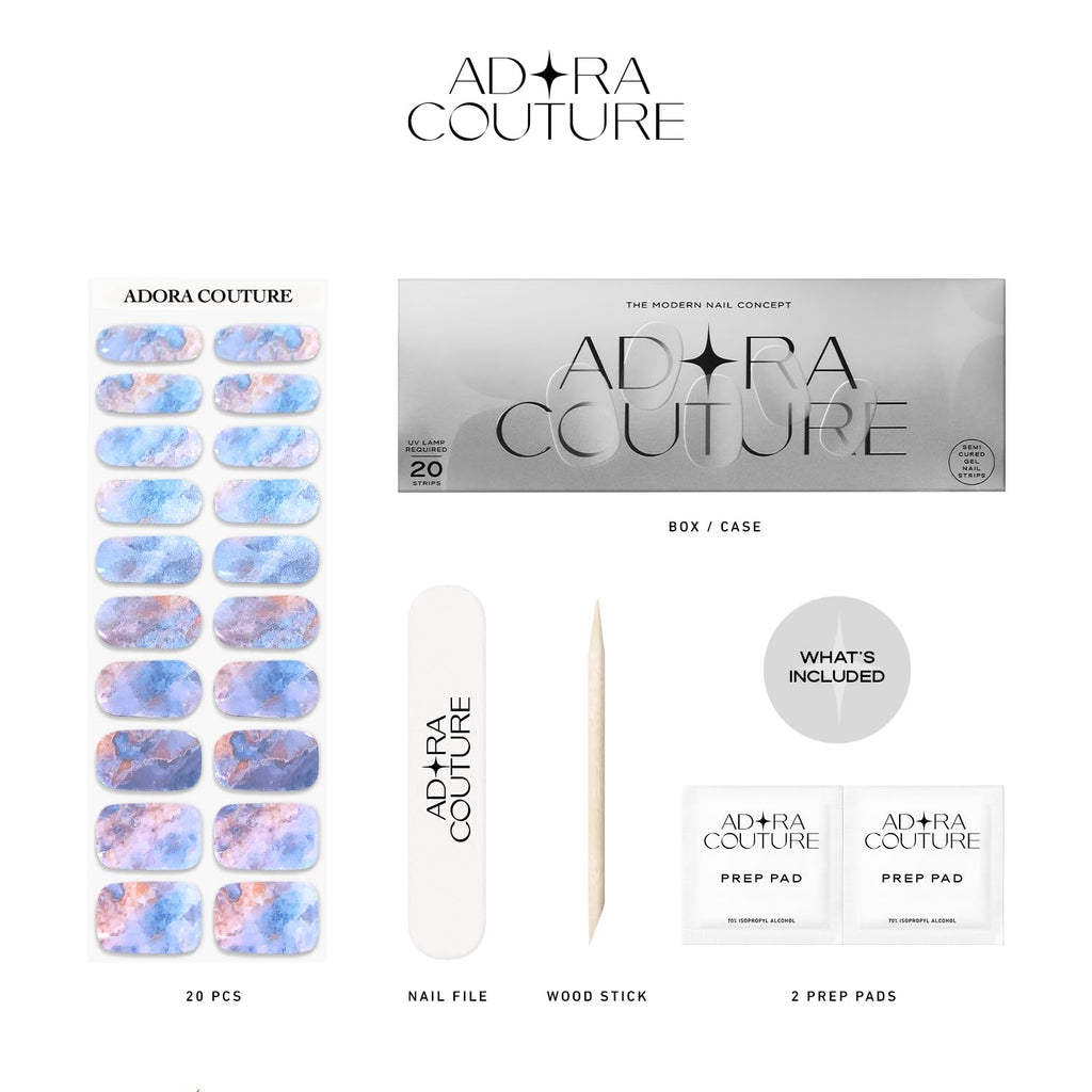 Aqua Marble Semi-Cured Gel Nail Set