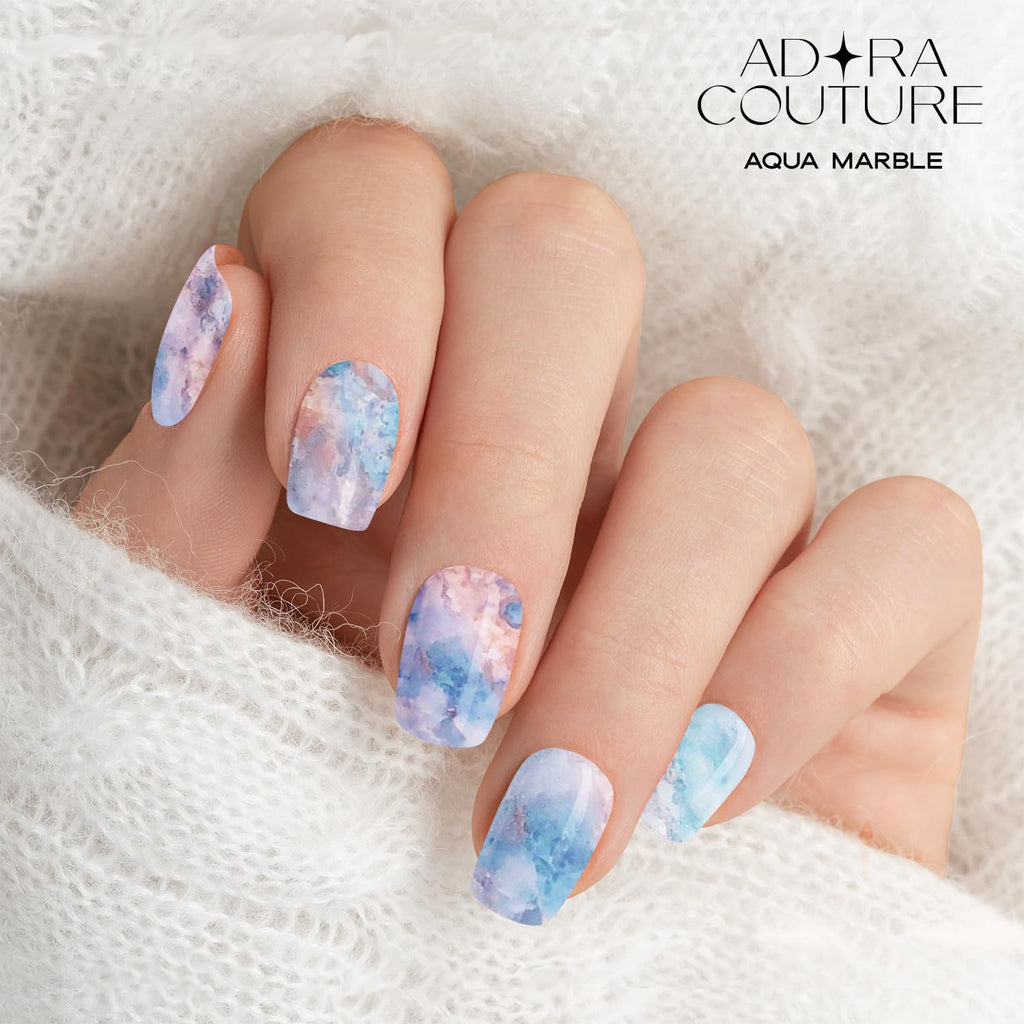 Aqua Marble Semi-Cured Gel Nail Set