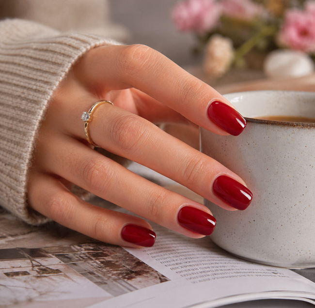 Painted Red Semi-Cured Gel Nail Set