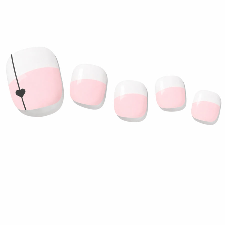 French Heart Pedicure Gel Nail Strips
