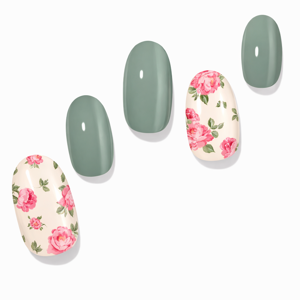Vintage Flowers Semi-Cured Gel Nail Set