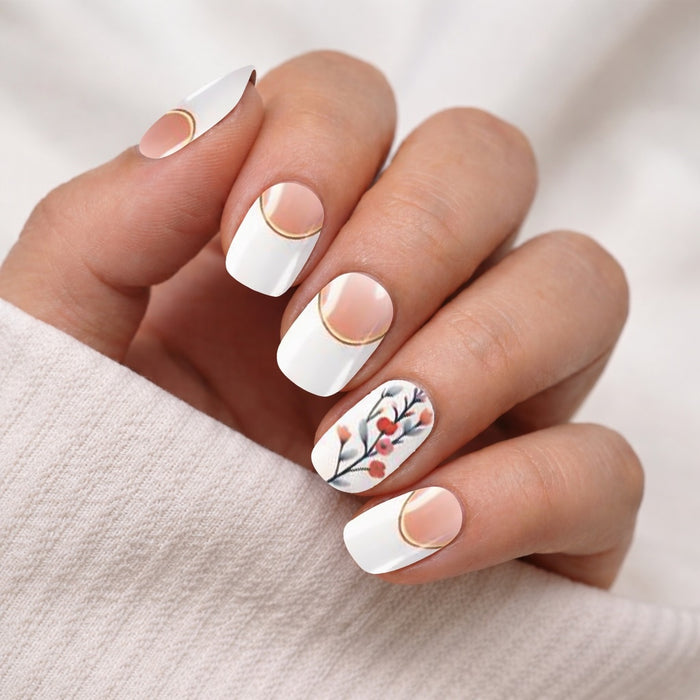 White Botanical Semi-Cured Gel Nail Set