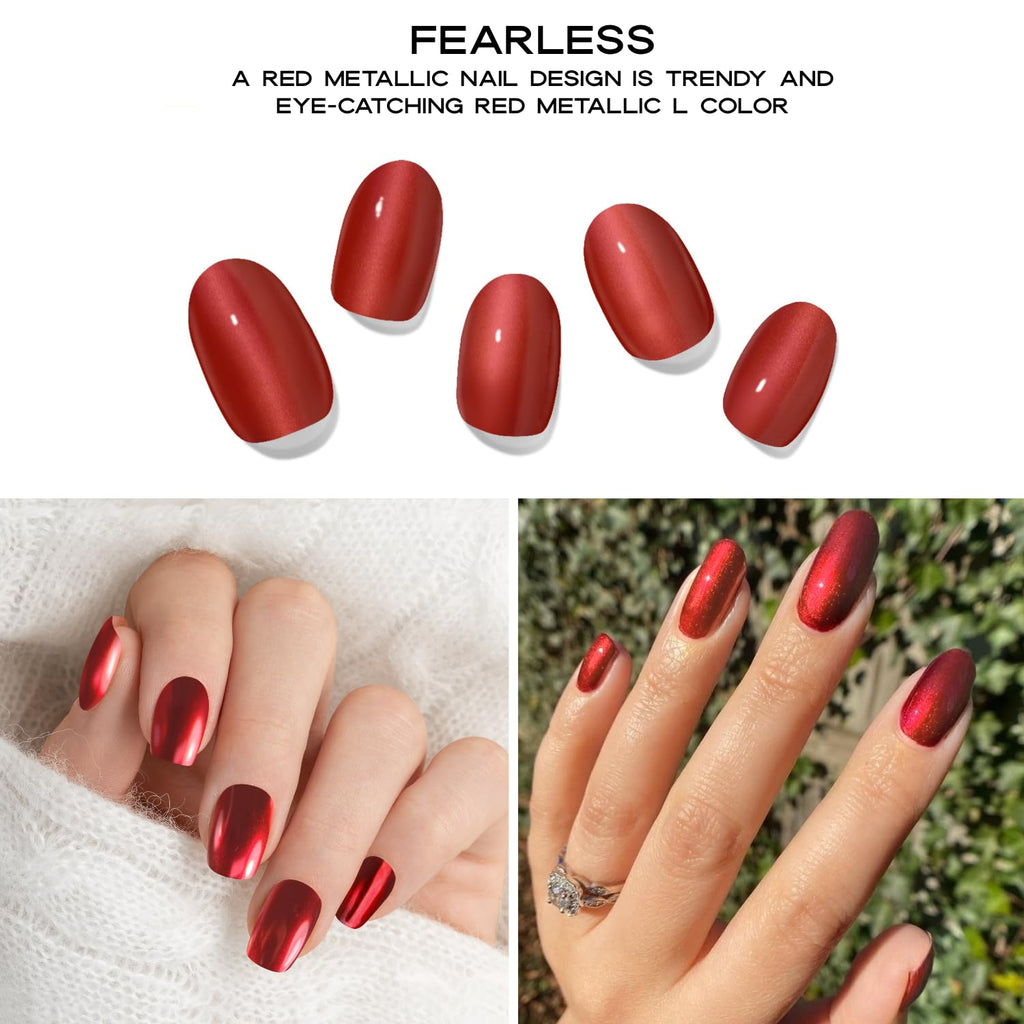 Chrome Red Semi-Cured Gel Nail Set