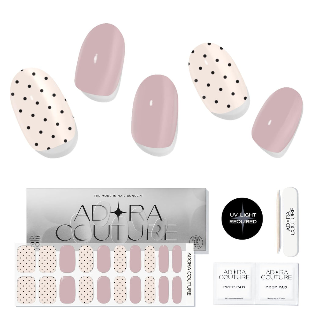 Dotted Rose Semi-Cured Gel Nail Set