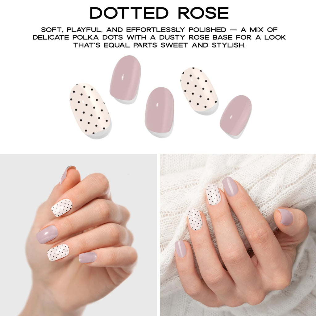 Dotted Rose Semi-Cured Gel Nail Set