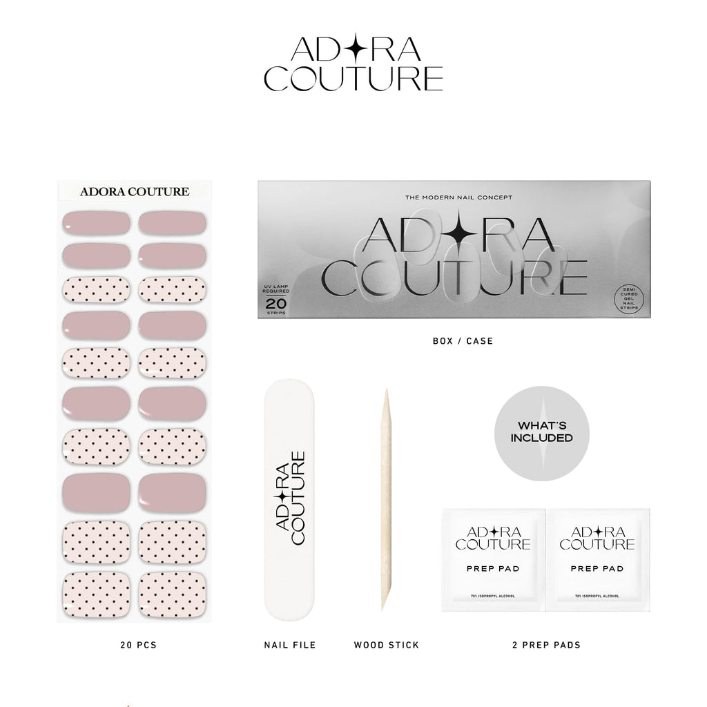 Dotted Rose Semi-Cured Gel Nail Set