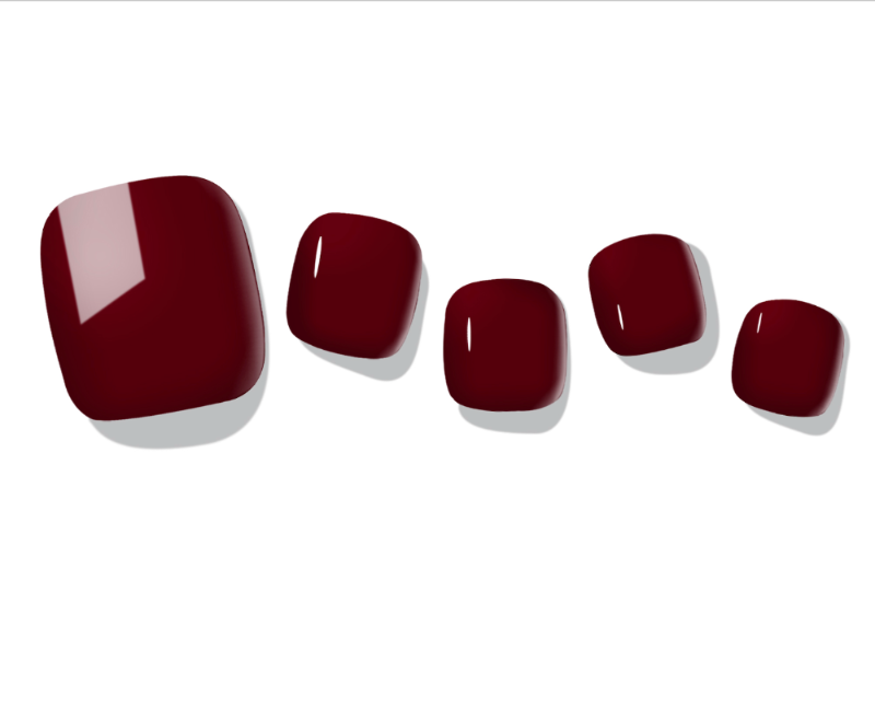 Dark Red Pedicure Gel Nail Strips