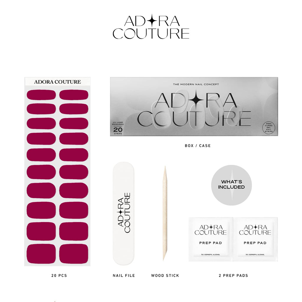 Fuschia Semi-Cured Gel Nail Set
