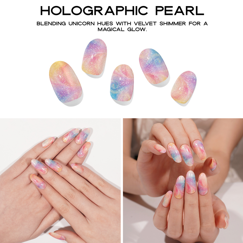 Holographic Pearl Semi-Cured Gel Nail Set