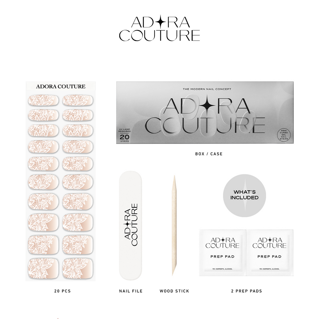 Milky Lace Semi-Cured Gel Nail Set