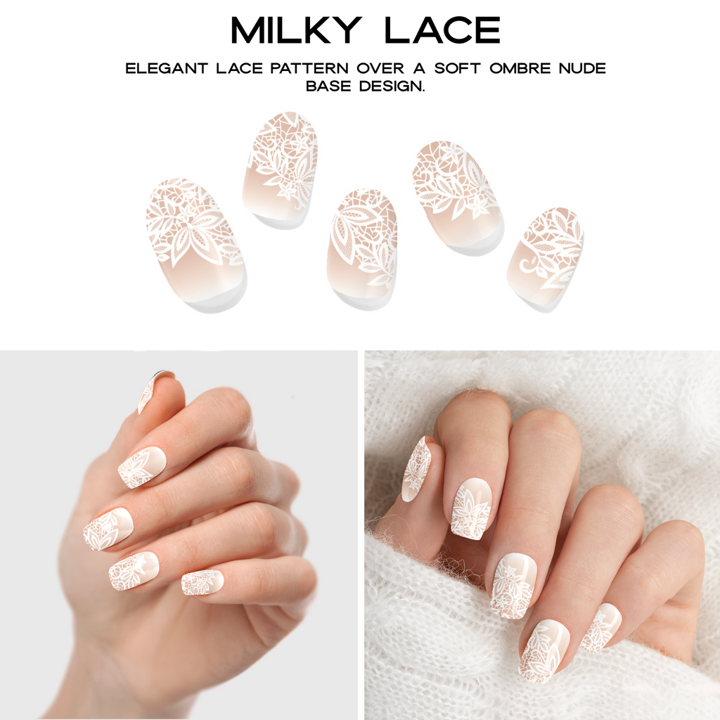 Milky Lace Semi-Cured Gel Nail Set