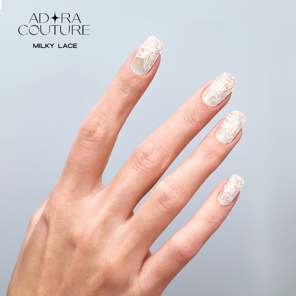 Milky Lace Semi-Cured Gel Nail Set