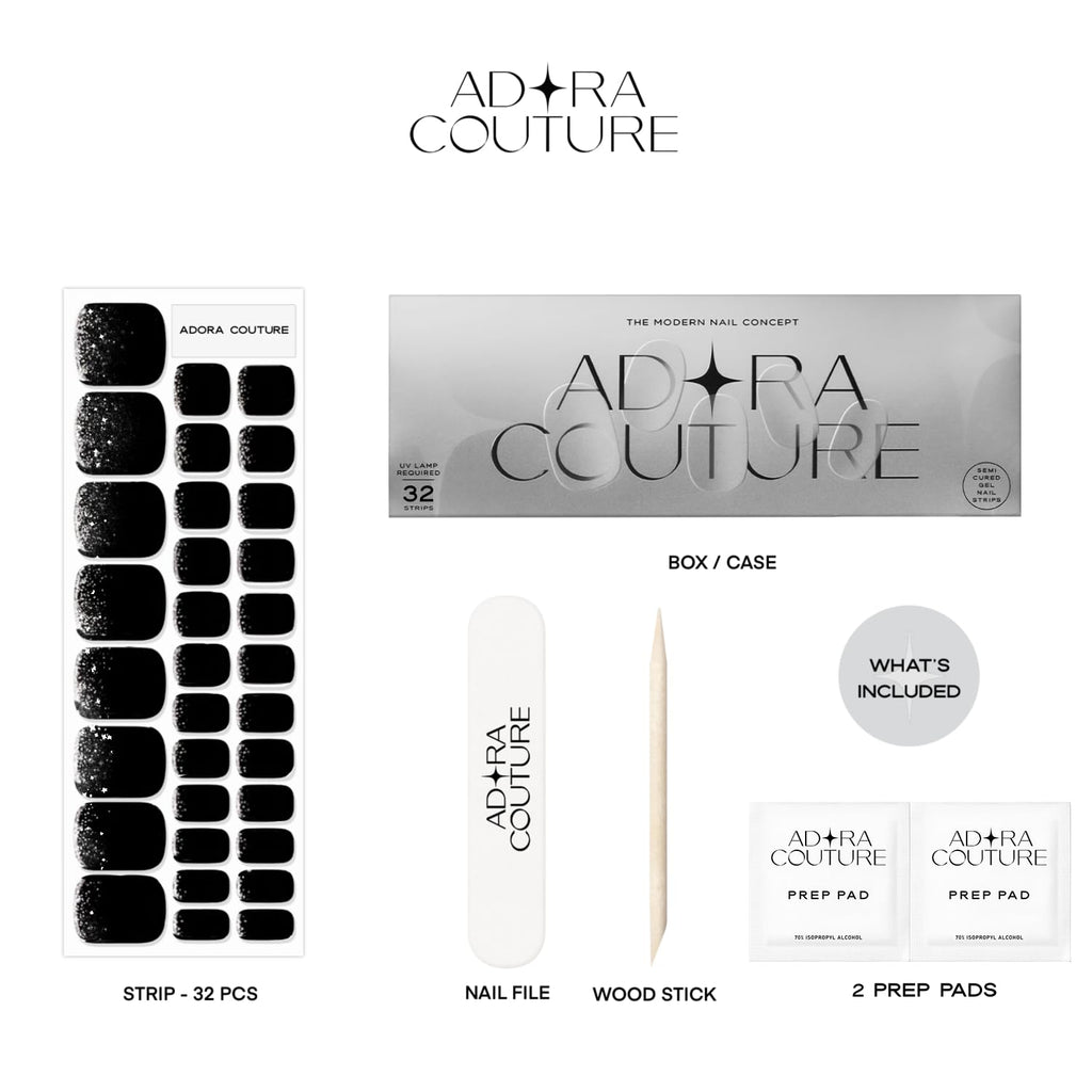 Midnight Glam Pedicure Gel Nail Strips