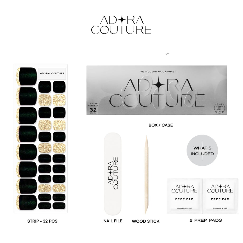 Noir Pedicure Gel Nail Strips