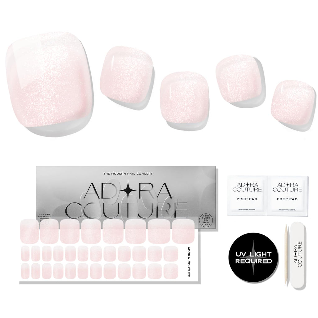 Pink Pearl Pedicure Gel Nail Strips