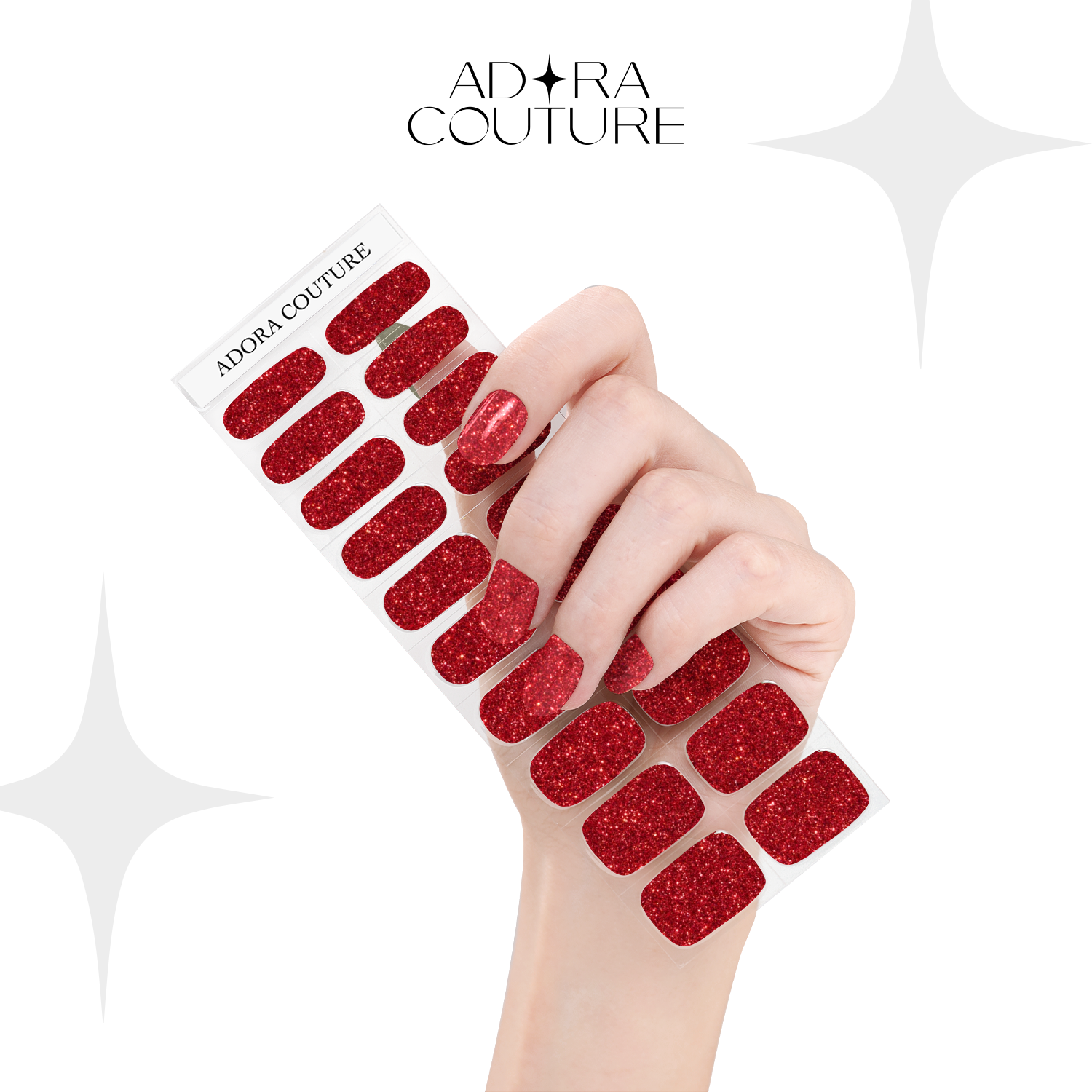 Red Glitter Semi-Cured Gel Nail Set