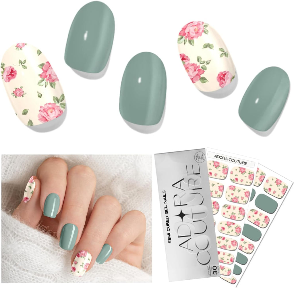 Vintage Flowers Semi-Cured Gel Nail Set