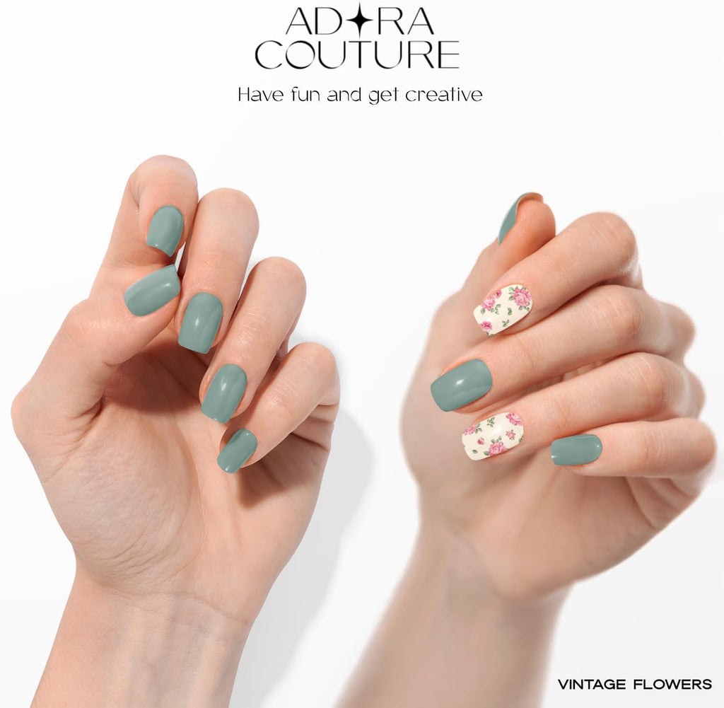Vintage Flowers Semi-Cured Gel Nail Set