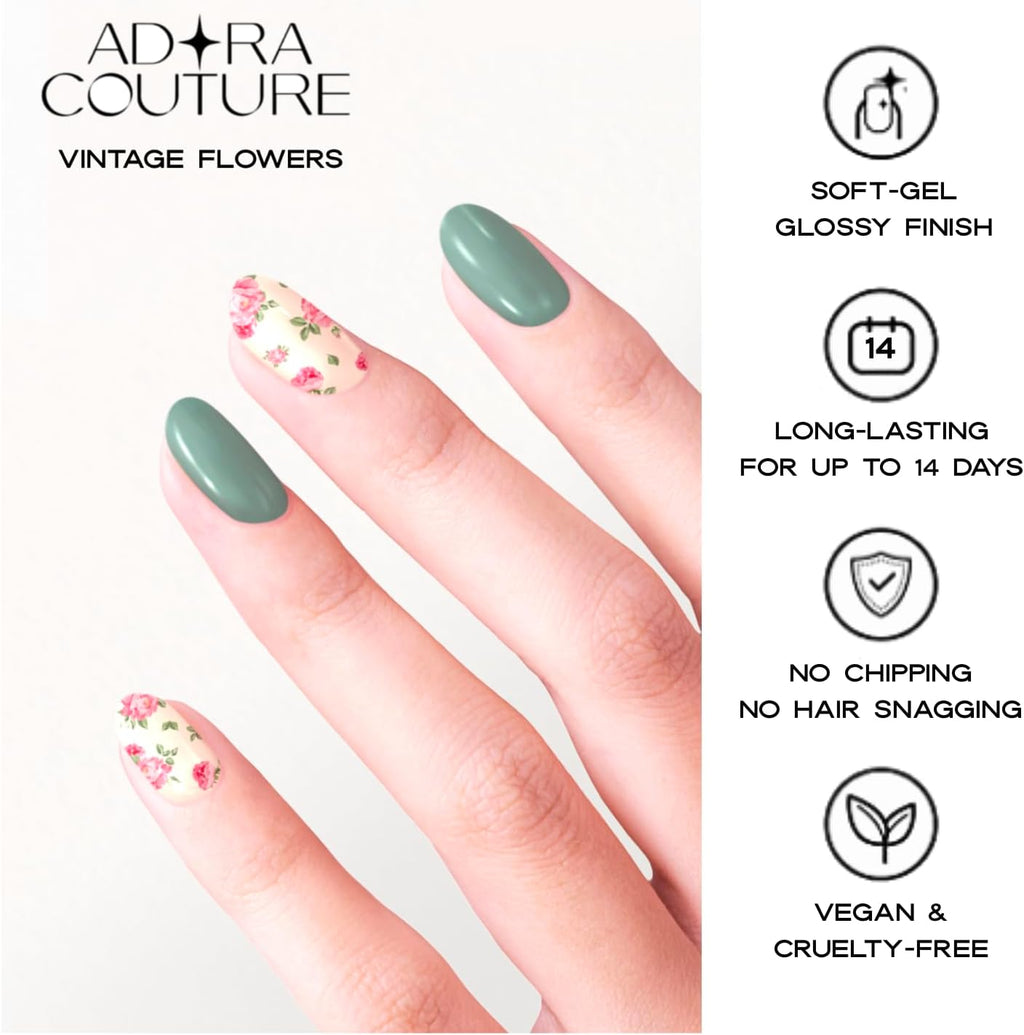 Vintage Flowers Semi-Cured Gel Nail Set