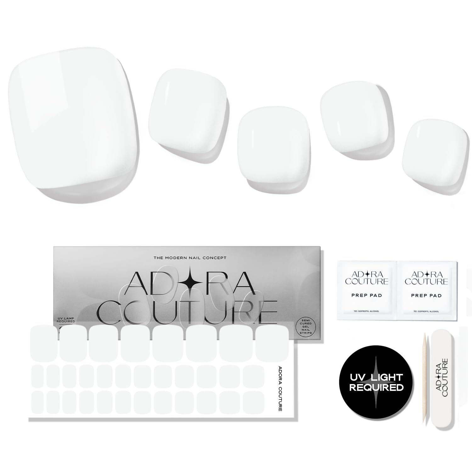 White Pedicure Gel Nail Strips