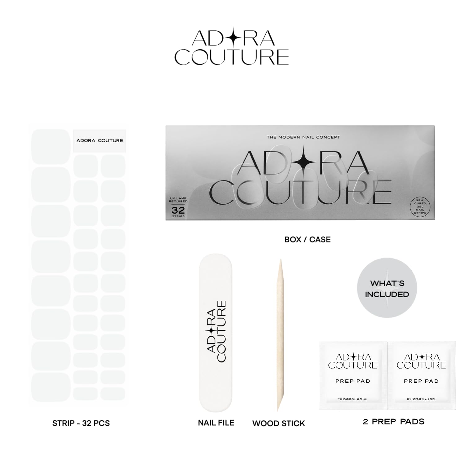 White Pedicure Gel Nail Strips
