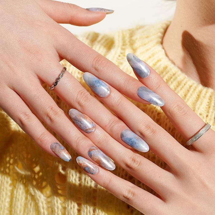 Aqua Marble Semi-Cured Gel Nail Set