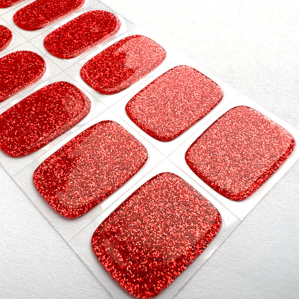 Red Glitter Semi-Cured Gel Nail Set