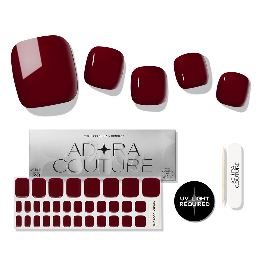 Dark Red Pedicure Gel Nail Strips