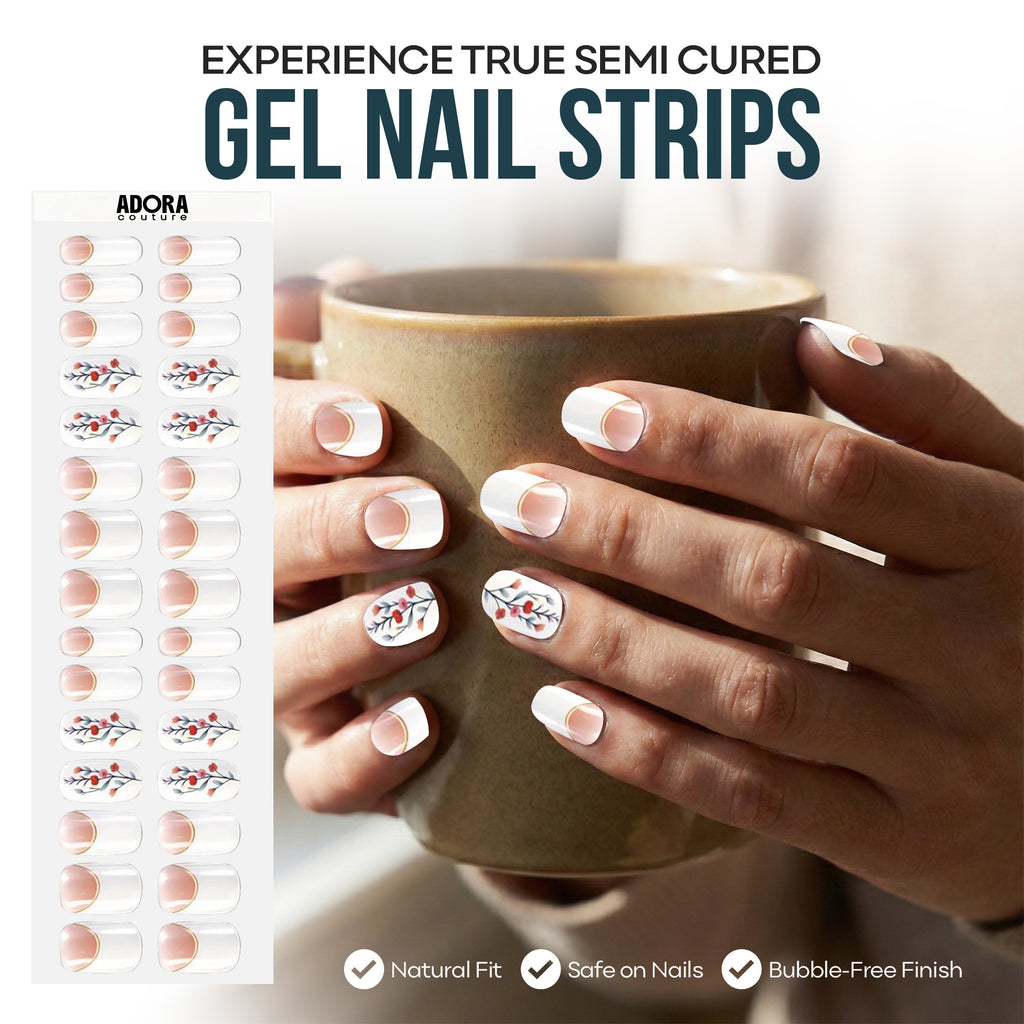 White Botanical Semi-Cured Gel Nail Set