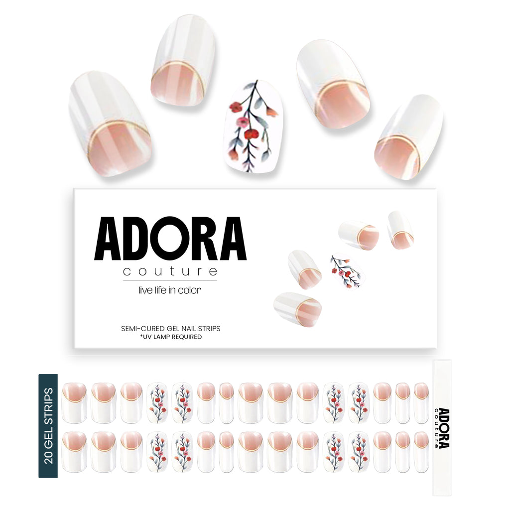 White Botanical Semi-Cured Gel Nail Set